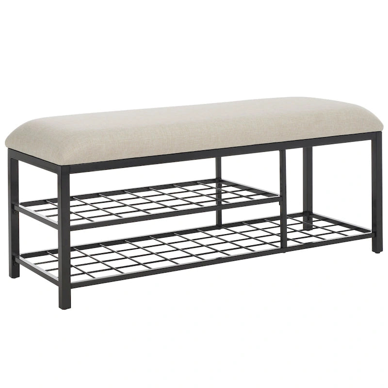 SAFAVIEH Yael Open Shelf Bench with Cushion - 42  W x 15  D x 18  H - 42Wx15Dx18H