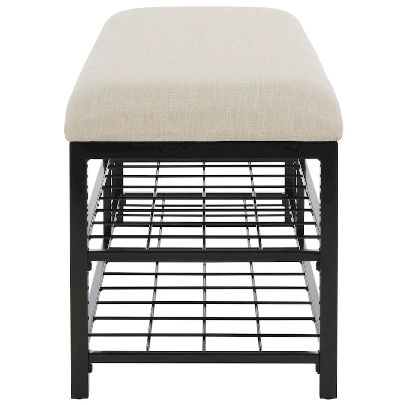SAFAVIEH Yael Open Shelf Bench with Cushion - 42  W x 15  D x 18  H - 42Wx15Dx18H