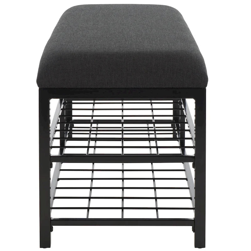 SAFAVIEH Yael Open Shelf Bench with Cushion - 42  W x 15  D x 18  H - 42Wx15Dx18H