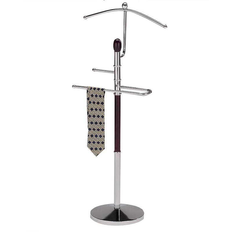 Suit Valet Rack Stand Organizer, Walnut Finish