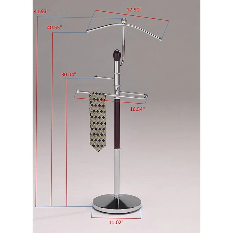 Suit Valet Rack Stand Organizer, Walnut Finish