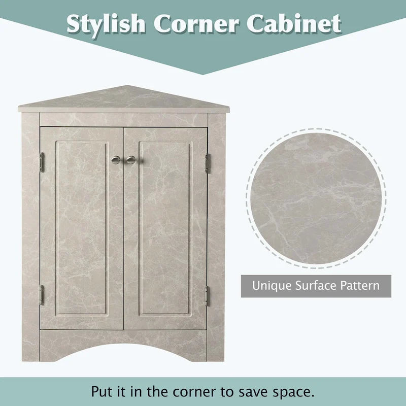 Triangle Bathroom Storage Cabinet with Adjustable Shelves