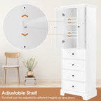 Storage Cabinet with 2 Doors and 4 Drawers for Bathroom Adjustable Shelf, MDF Board with Painted Finish