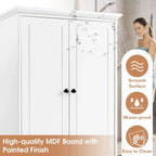 Storage Cabinet with 2 Doors and 4 Drawers for Bathroom Adjustable Shelf, MDF Board with Painted Finish