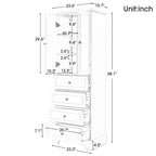 Storage Cabinet with 2 Doors and 4 Drawers for Bathroom Adjustable Shelf, MDF Board with Painted Finish
