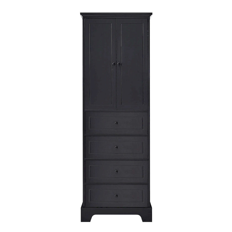Storage Cabinet with 2 Doors and 4 Drawers for Bathroom Adjustable Shelf, MDF Board with Painted Finish