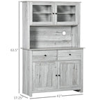 HOMCOM 63.5  Kitchen Buffet with Hutch, Pantry Storage Cabinet with 4 Shelves, Drawers, Framed Glass Doors