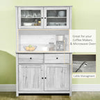 HOMCOM 63.5  Kitchen Buffet with Hutch, Pantry Storage Cabinet with 4 Shelves, Drawers, Framed Glass Doors