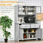 HOMCOM 63.5  Kitchen Buffet with Hutch, Pantry Storage Cabinet with 4 Shelves, Drawers, Framed Glass Doors