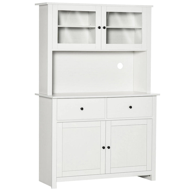 HOMCOM 63.5  Kitchen Buffet with Hutch, Pantry Storage Cabinet with 4 Shelves, Drawers, Framed Glass Doors