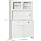 HOMCOM 63.5  Kitchen Buffet with Hutch, Pantry Storage Cabinet with 4 Shelves, Drawers, Framed Glass Doors