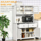 HOMCOM 63.5  Kitchen Buffet with Hutch, Pantry Storage Cabinet with 4 Shelves, Drawers, Framed Glass Doors