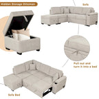 87.4  Sleeper Sofa Bed,2 in 1 Pull Out sofa bed L Shape Couch with Storage Ottoman for Living Room,Bedroom Couch and Small Apart