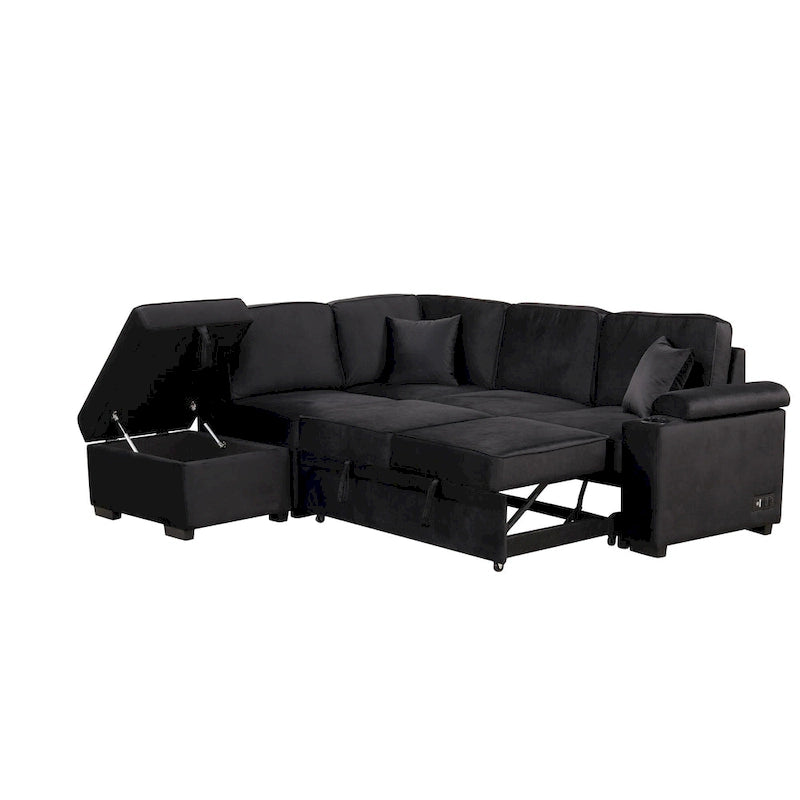 87.4  Sleeper Sofa Bed,2 in 1 Pull Out sofa bed L Shape Couch with Storage Ottoman for Living Room,Bedroom Couch and Small Apart