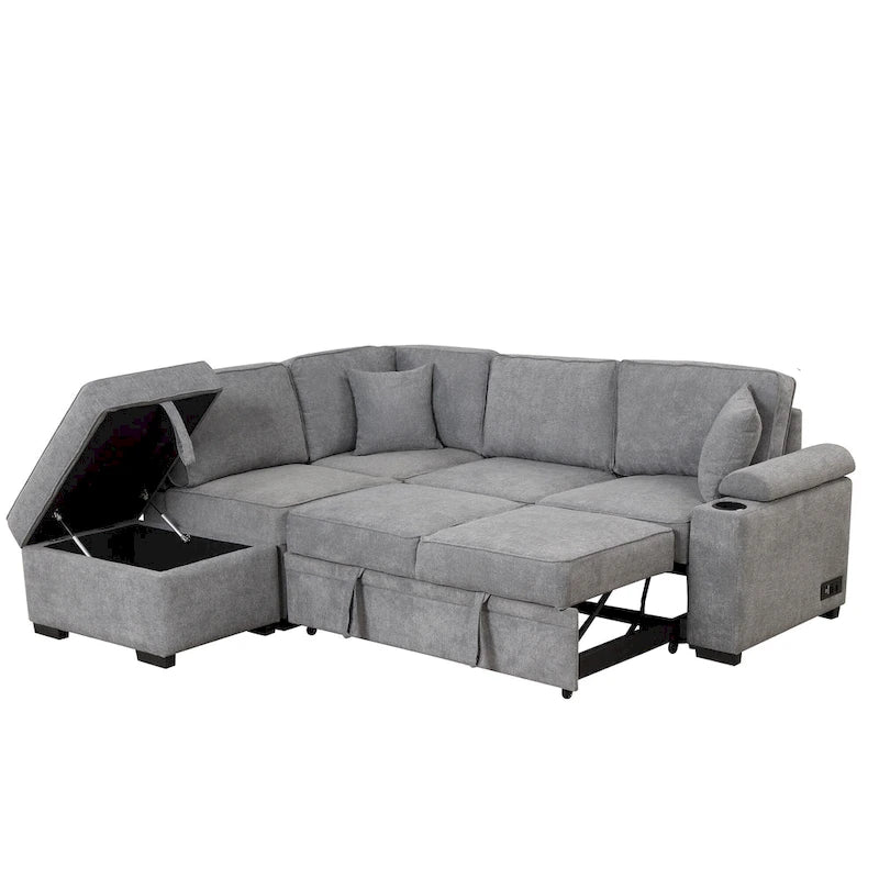 87.4  Sleeper Sofa Bed,2 in 1 Pull Out sofa bed L Shape Couch with Storage Ottoman for Living Room,Bedroom Couch and Small Apart