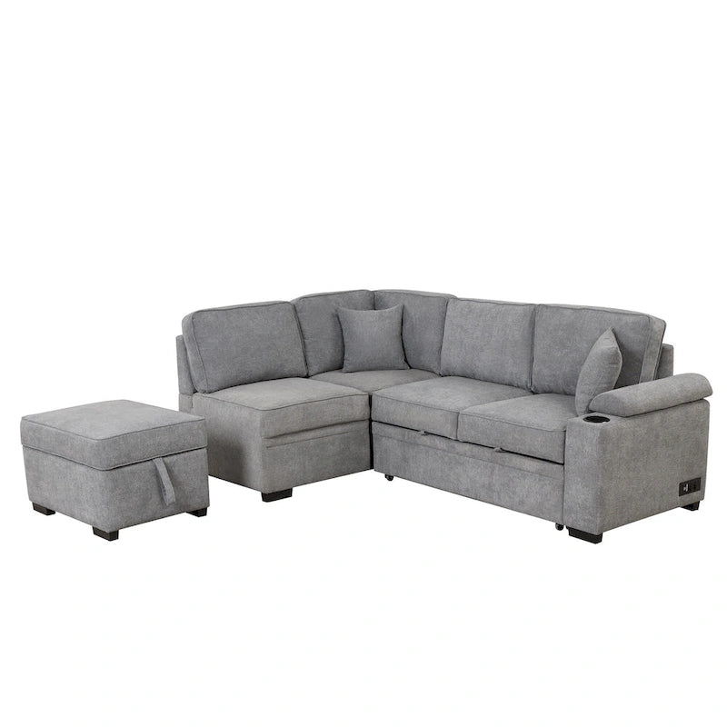 87.4  Sleeper Sofa Bed,2 in 1 Pull Out sofa bed L Shape Couch with Storage Ottoman for Living Room,Bedroom Couch and Small Apart