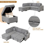 87.4  Sleeper Sofa Bed,2 in 1 Pull Out sofa bed L Shape Couch with Storage Ottoman for Living Room,Bedroom Couch and Small Apart
