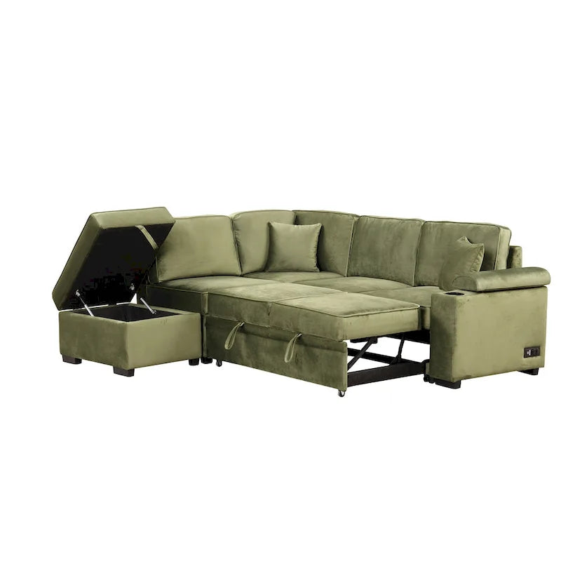 87.4  Sleeper Sofa Bed,2 in 1 Pull Out sofa bed L Shape Couch with Storage Ottoman for Living Room,Bedroom Couch and Small Apart