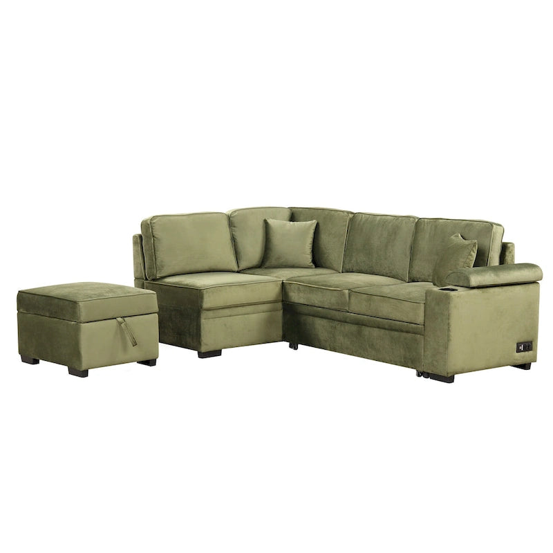 87.4  Sleeper Sofa Bed,2 in 1 Pull Out sofa bed L Shape Couch with Storage Ottoman for Living Room,Bedroom Couch and Small Apart