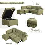 87.4  Sleeper Sofa Bed,2 in 1 Pull Out sofa bed L Shape Couch with Storage Ottoman for Living Room,Bedroom Couch and Small Apart