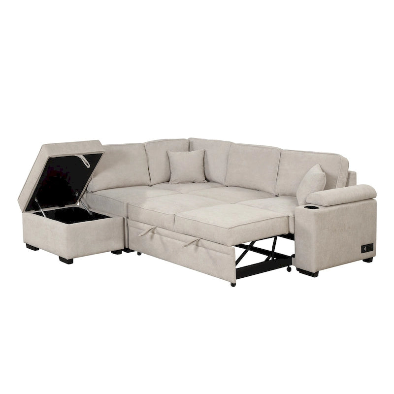 87.4  Sleeper Sofa Bed,2 in 1 Pull Out sofa bed L Shape Couch with Storage Ottoman for Living Room,Bedroom Couch and Small Apart