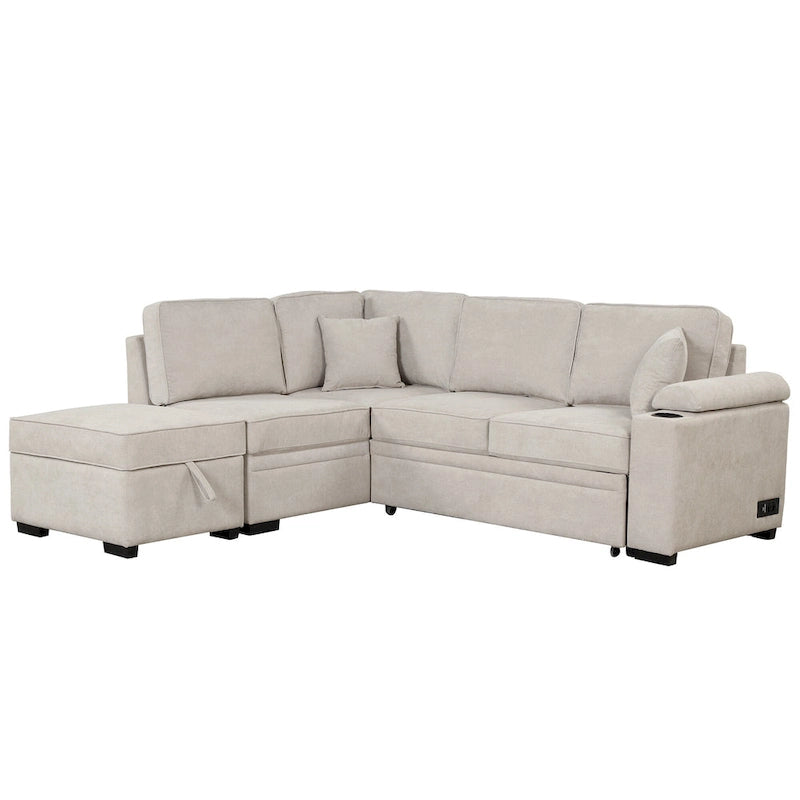 87.4  Sleeper Sofa Bed,2 in 1 Pull Out sofa bed L Shape Couch with Storage Ottoman for Living Room,Bedroom Couch and Small Apart
