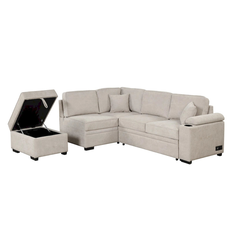 87.4  Sleeper Sofa Bed,2 in 1 Pull Out sofa bed L Shape Couch with Storage Ottoman for Living Room,Bedroom Couch and Small Apart