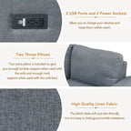 Sleeper Sectional Sofa, L-Shape Corner Couch Sofa-Bed with Storage Ottoman & Hidden Arm Storage & USB Charge for Living Room Ap