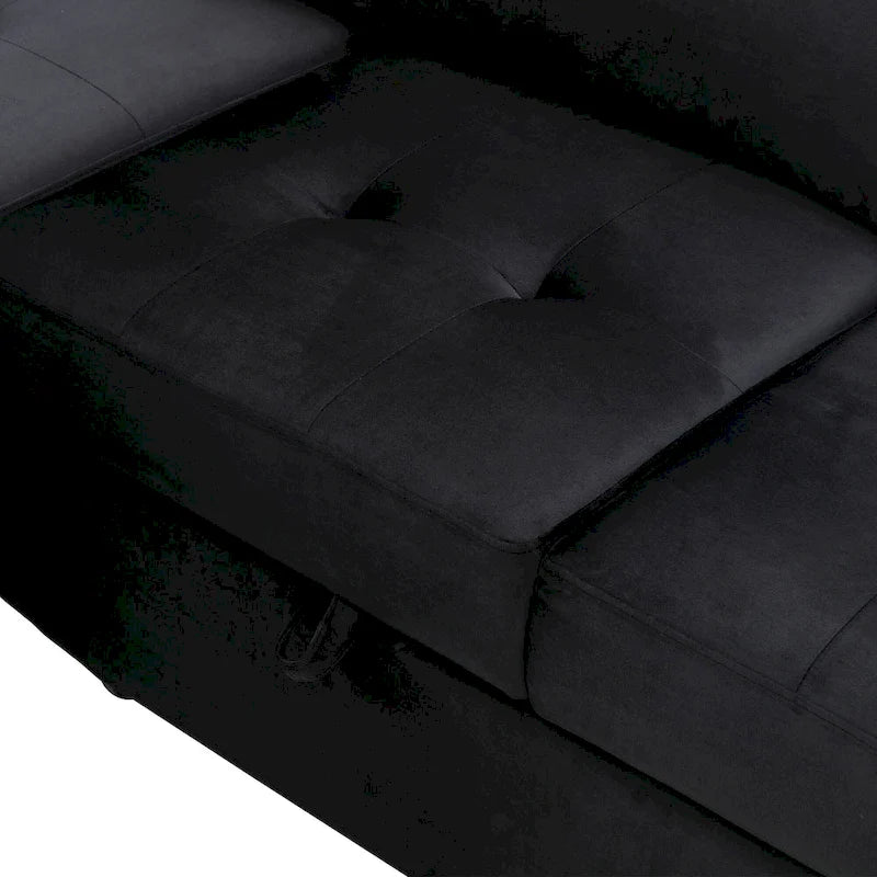 Sleeper Sectional Sofa, L-Shape Corner Couch Sofa-Bed with Storage Ottoman & Hidden Arm Storage & USB Charge for Living Room Ap