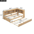 Twin Size Daybed with Trundle, Storage Cabinets and USB Ports, White