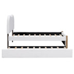 Twin Size Upholstered Platform Bed with Wood Supporting Feet and Twin Size Trundle, Gray