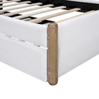 Twin Size Upholstered Platform Bed with Wood Supporting Feet and Twin Size Trundle, Gray