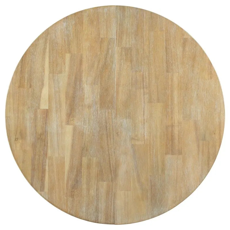 5-Piece Farmhouse Dining Table Set Wood Round Extendable Dining Table and 4 Upholstered Dining Chairs