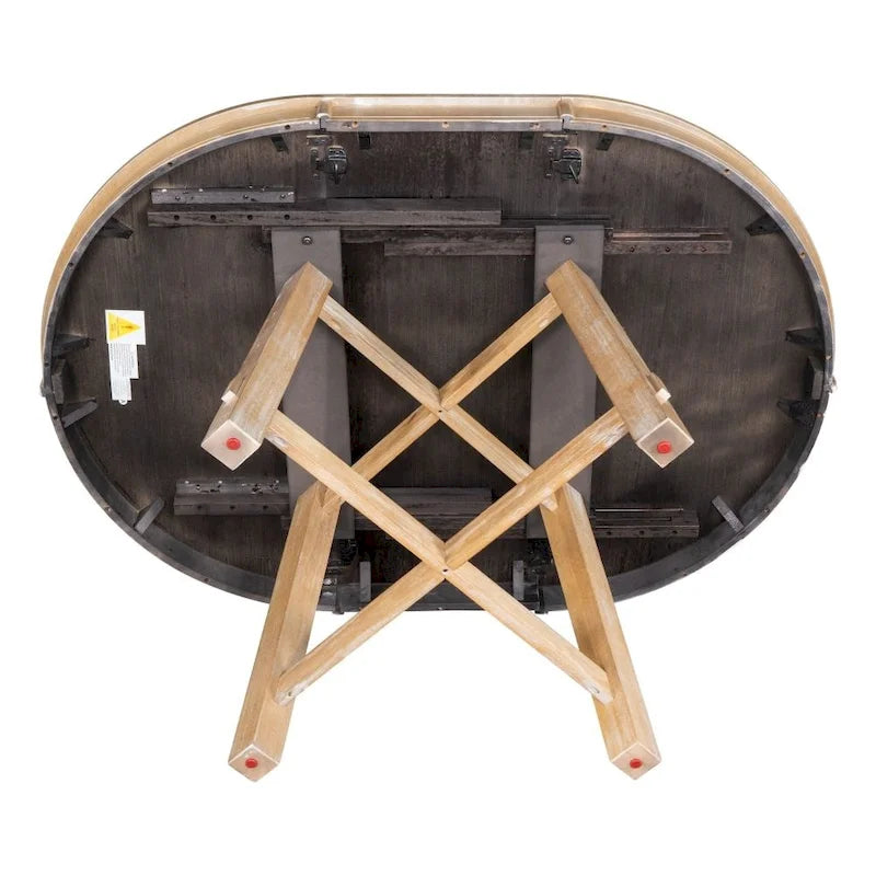 5-Piece Farmhouse Dining Table Set Wood Round Extendable Dining Table and 4 Upholstered Dining Chairs