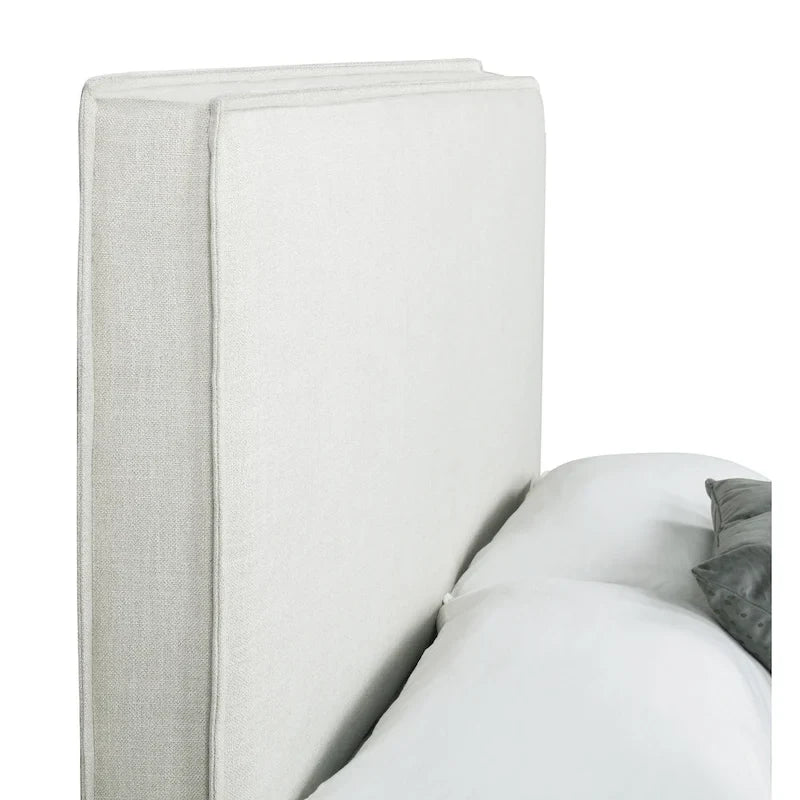 Gemma Sand Upholstered Headboard with Flange Details