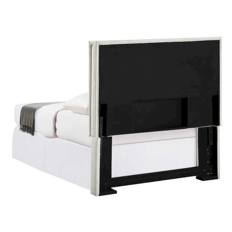 Gemma Sand Upholstered Headboard with Flange Details