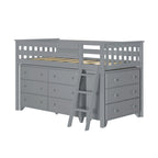 Max and Lily Twin-Size Low Loft with 3-Drawer and 6-Drawer Dressers