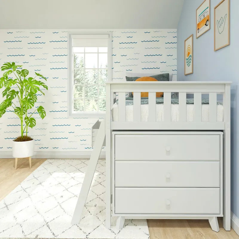 Max and Lily Twin-Size Low Loft with 3-Drawer and 6-Drawer Dressers