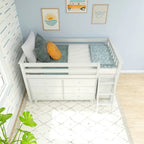 Max and Lily Twin-Size Low Loft with 3-Drawer and 6-Drawer Dressers