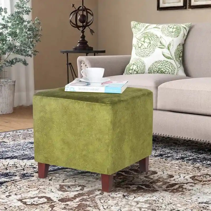 Adeco Square Ottoman Footrest Stool Small Fabric Bench Seat