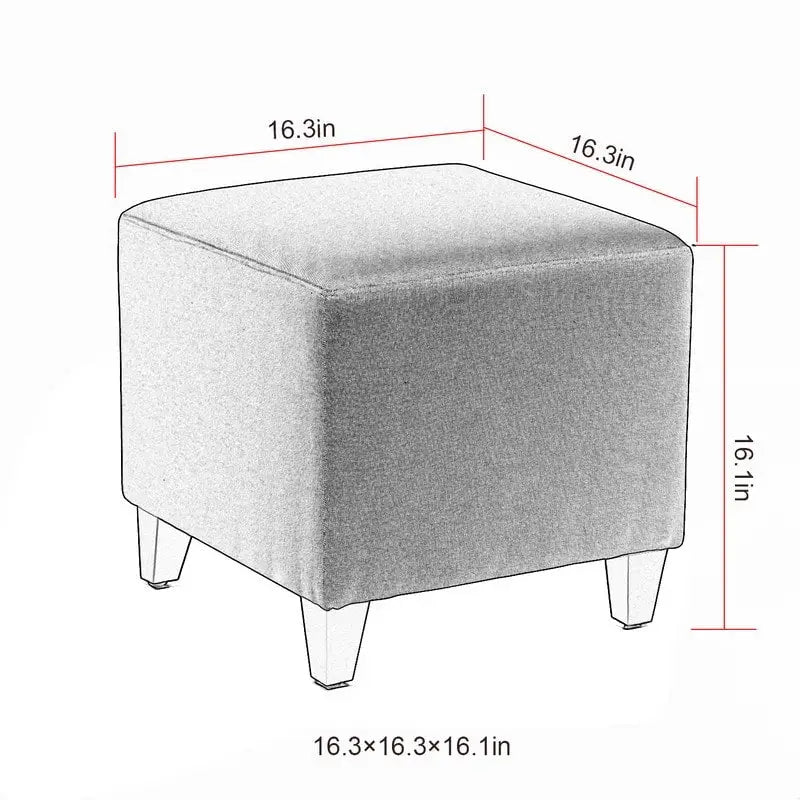 Adeco Square Ottoman Footrest Stool Small Fabric Bench Seat