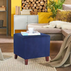 Adeco Square Ottoman Footrest Stool Small Fabric Bench Seat