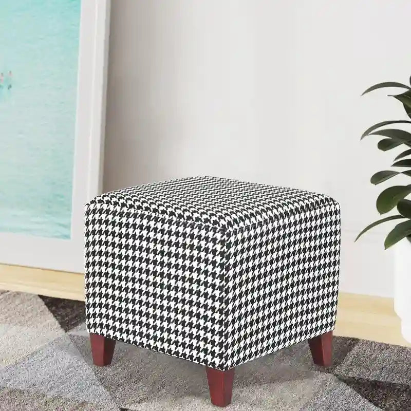 Adeco Square Ottoman Footrest Stool Small Fabric Bench Seat
