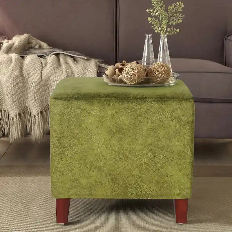 Adeco Square Ottoman Footrest Stool Small Fabric Bench Seat