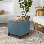 Adeco Square Ottoman Footrest Stool Small Fabric Bench Seat