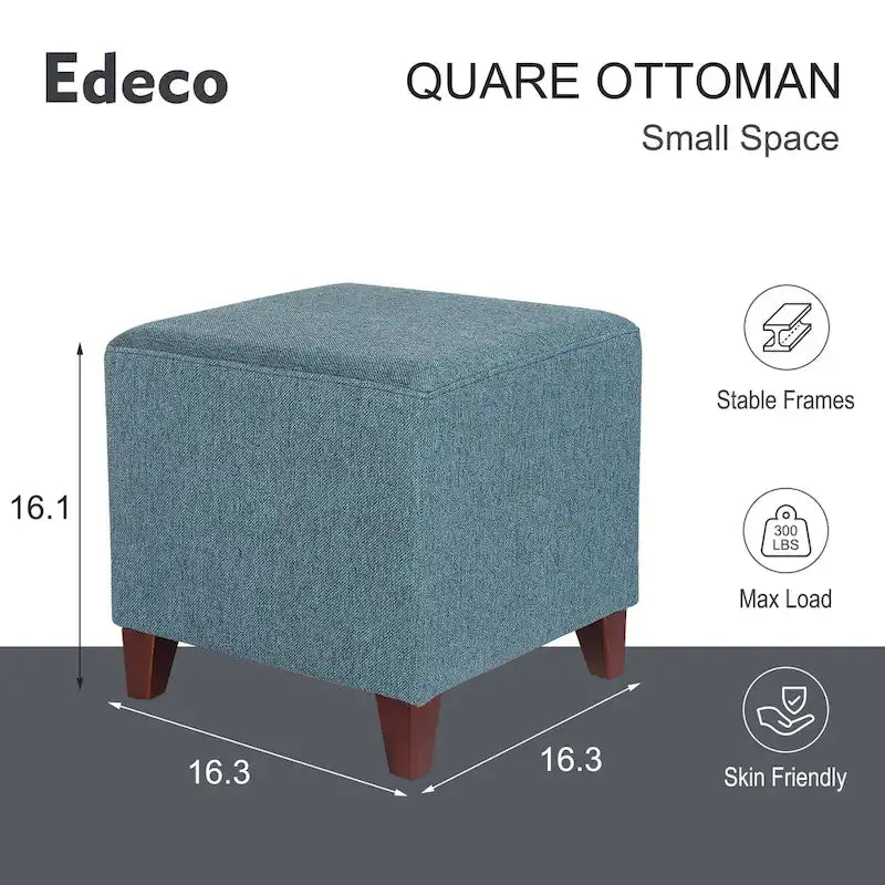 Adeco Square Ottoman Footrest Stool Small Fabric Bench Seat