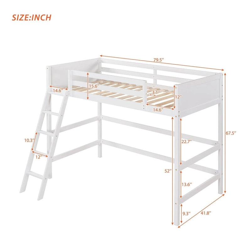 Merax Solid Wood Twin Size Loft Bed with Ladder