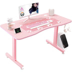 BOSSIN Ergonomic Gaming Desk T-Shaped Office PC Computer Desk with Full Desk Mouse Pad, Handle Rack, Cup Holder Headphone Hook