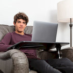 Husband Pillow - Lap Desk Wood Small Top - Fits Up to 17 Laptop - with Dual Cushion, Multifunctional Slot for Tablet