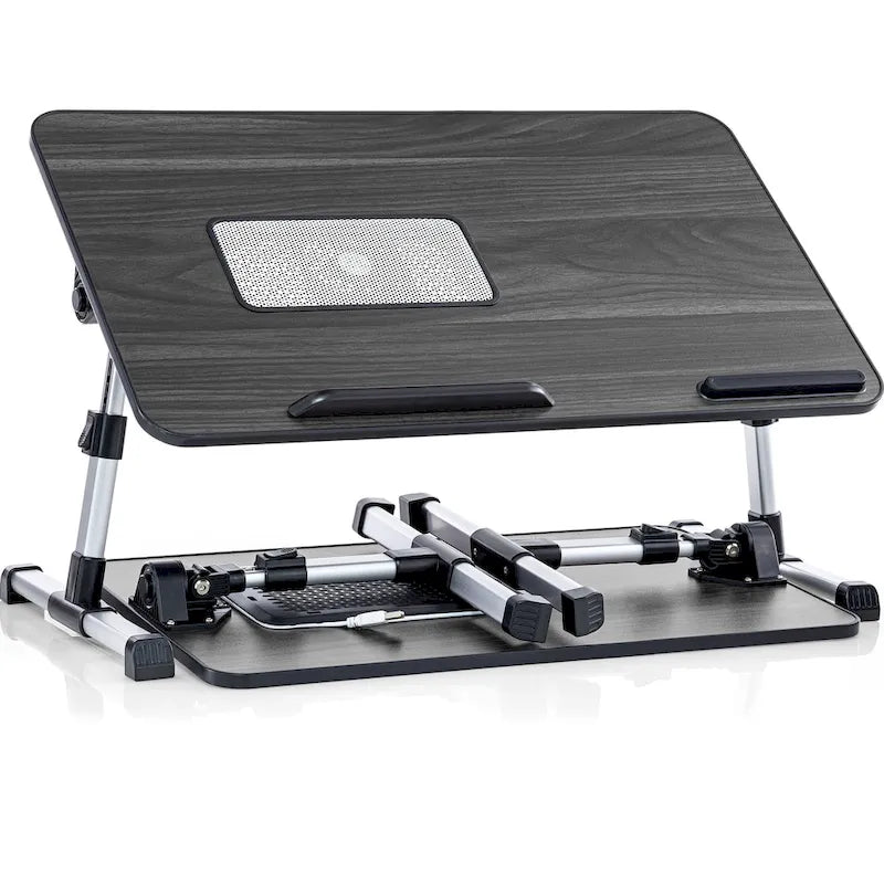 Husband Pillow - Lap Desk Wood Small Top - Fits Up to 17 Laptop - with Dual Cushion, Multifunctional Slot for Tablet